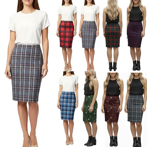 Ladies tartan check scuba - tartan,