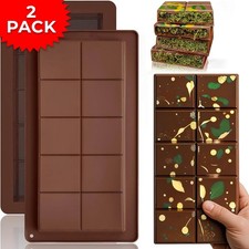 Dubai Viral Chocolate Bar Mould Pack of 2 Silicone Candy Mold 10 Cell Deep Slab