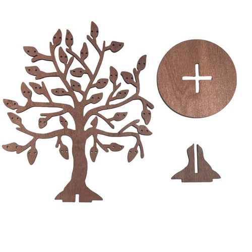 Wooden tree earring - tree, holder