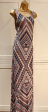 Wallis UK 14 Multi Coloured Aztec Print Stretchy Jersey Summer Maxi Dress 