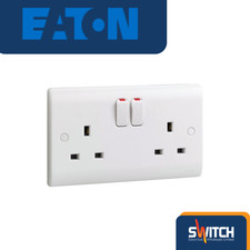 Double Mains Wall Socket 13A White Plastic | Eaton P622