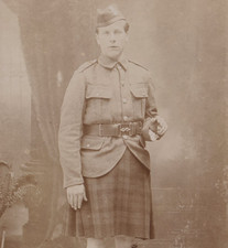 WW1 Soldier RPPC Photo Black Watch Highland Regiment Military Uniform Kilt