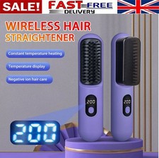 Portable Cordless Hair Straightener Brush with LED Display Negative Ion Hot Comb