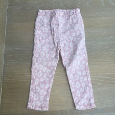 Girls Pink & White Leopard Print Matalan Jeans Age 12-18 Months 
