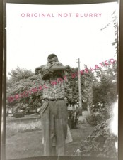 Vintage Old 1940 Photo Negative Man Wraps Arm Around Face Girl Hiding Behind Him