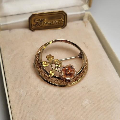 Brooch pin vtg krementz 14kt - vtg,