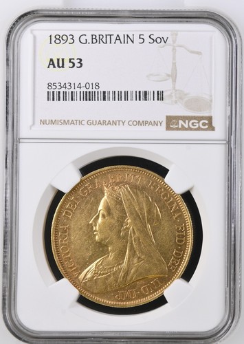 1893 gold five pounds - 1893,