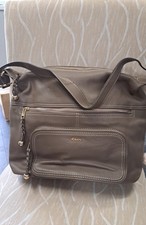  Kew  Large Taupe Leather Bag zipped pockets Great Condition 