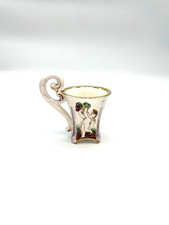 Antique R. Capodimonte Cherub & Balloons Demitasse Espresso Cup  Italy Gold Trim