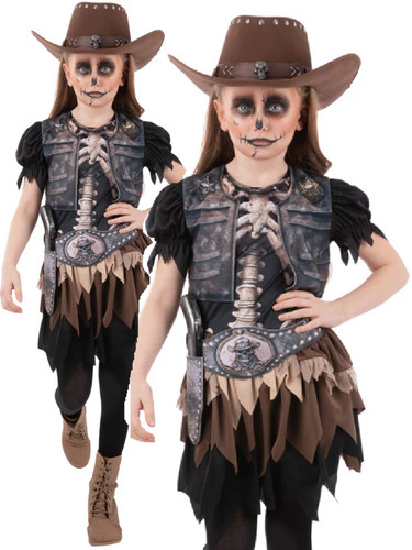 Skeleton cowgirl costume girls - cowgirl,