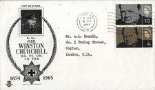 1965 CHURCHILL ORDINARY ON SUPERB STEWART FDC - POPLAR LONDON M/C