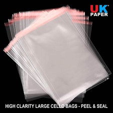 Large Clear Cellophane Self Adhesive Seal Garment Plastic Cello Bags A4 A3 A2 XL