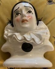 Vintage Retro 1970/80’s Ceramic Pierrot Clown Bust 8.5” High