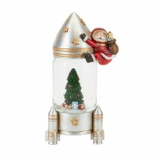 Selection Of Small Snow globes Santa Rocket  14 x 6 x 8 cm