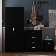 BLACK 3 Piece Wardrobe Set