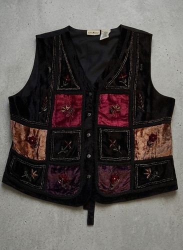 Vtg patchwork velvet floral - velvet,
