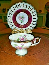 Cabinet Cup & Saucer Gold Gilt Porcelain BEAUTIFUL display set