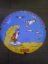 Vintage Style 12” Aviation Gasoline Esso Enamel Domed Garage/man Cave Sign