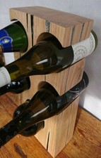 5 Bottle handmade solid Oak wine rack. Resin and metal inlay, Interior Design