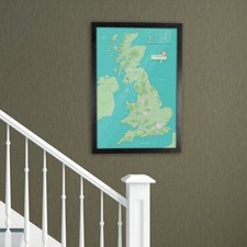Laminated UK Pinboard Map