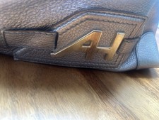?  LARGE Anya Hindmarch Elrod Metallic Silver Leather Gold Metal Bag ?