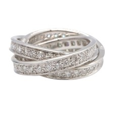 Cartier Trinity Ring, Full Diamond, 18K White Gold, Clear Women's