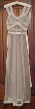 Vintage American Maid Sheer Nightgown Size 32 • 1950s–60s Ivory Nylon Lace Peign