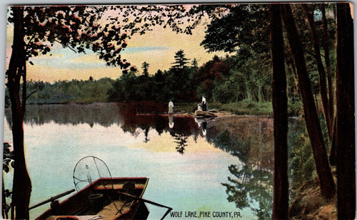 Vintage postcard wolf lake - postcard,