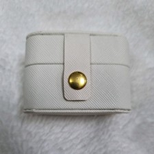 white Faux Leather Jewellery Ring Cuff Link Box Storage New