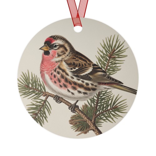 Redpoll metal ornament sided - metal, 2-sided