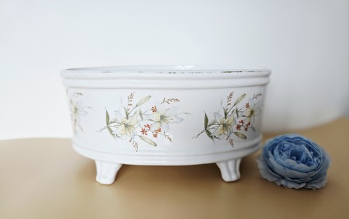 Vintage oval ceramic footed - vintage,