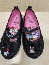 Disney Minnie Mouse Shoes Girls Black With Sparkles UK Size 12