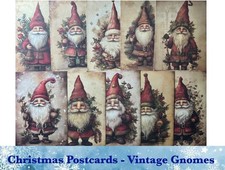 Christmas Postcards - Vintage Gnomes - Hand Made Postcards