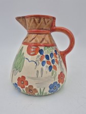Vintage Roskyl Art Deco Style Hand Painted Jug Retro Kitchenalia Cream Orange
