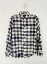 Feraud Jeans Shirt Mens Slim Fit Brushed Cotton Check Blue & Ivory Size M