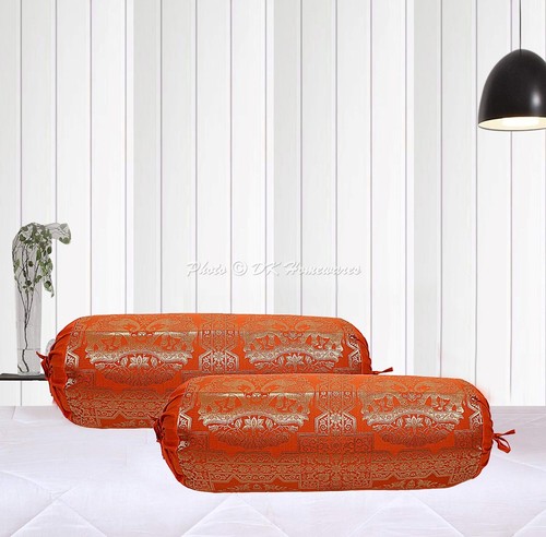 Orange bolster cover brocade - orange,