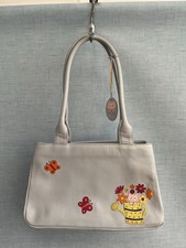 Pale Blue Ciccia Leather Handbag Cat And Butterfly design.