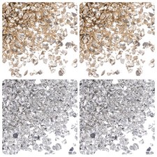 40g Crushed Glass Chips 2-4mm Irregular Broken Sprinkles Glass, Silver Gold