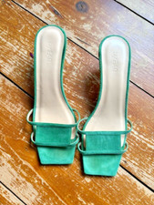 By Far Green Suede Mules