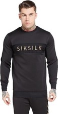 MENS SIKSILK JUMPER SIZE M MEDIUM BLACK VELVET PULLOVER LONG SLEEVE gold