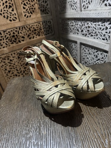 Zara gold leather - gold, platform