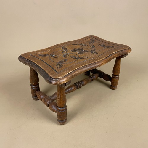Carved wooden stool small - carved,