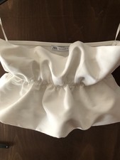 Zara ruffled Bandeau Boob Tube Bralette Oyster off white Size M