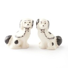 Pair Of Staffordshire Dogs, Black & White, Dolls House Miniature, Ornamental Dog