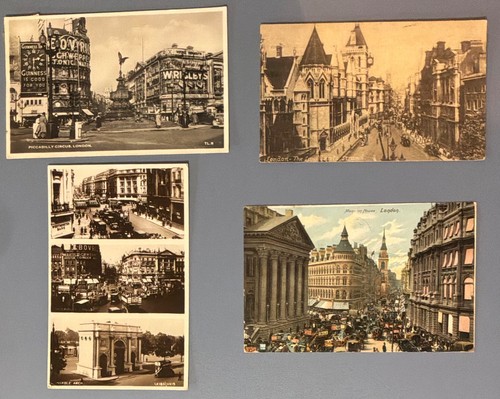 London postcards old - old, buses