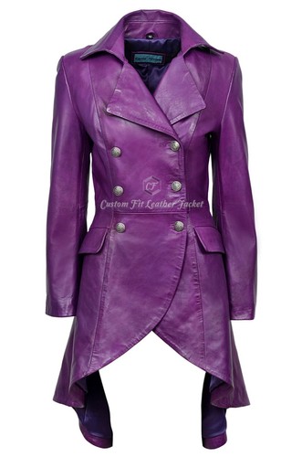 Ladies leather jacket purple - leather,