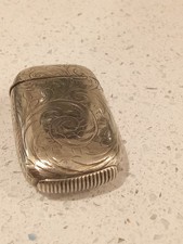 Silver Plated Vesta Case with Etched Design, Match Holder