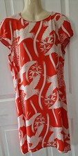 ZARA WOMAN orange & cream oriental crane print dress, size M