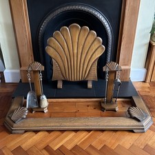 Art Deco Wood Fire Screen With