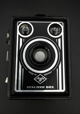 Vintage 1950s Agfa Synchro Box 120 Film Camera With Art Deco Design - Working
